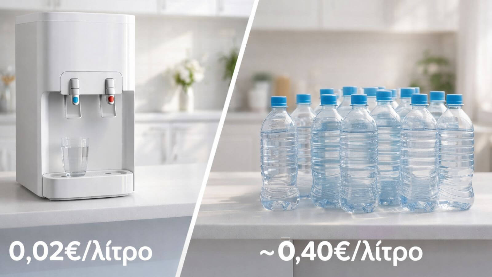 κόστος ψύκτη νερού - σύγκριση με εμφιαλωμένο