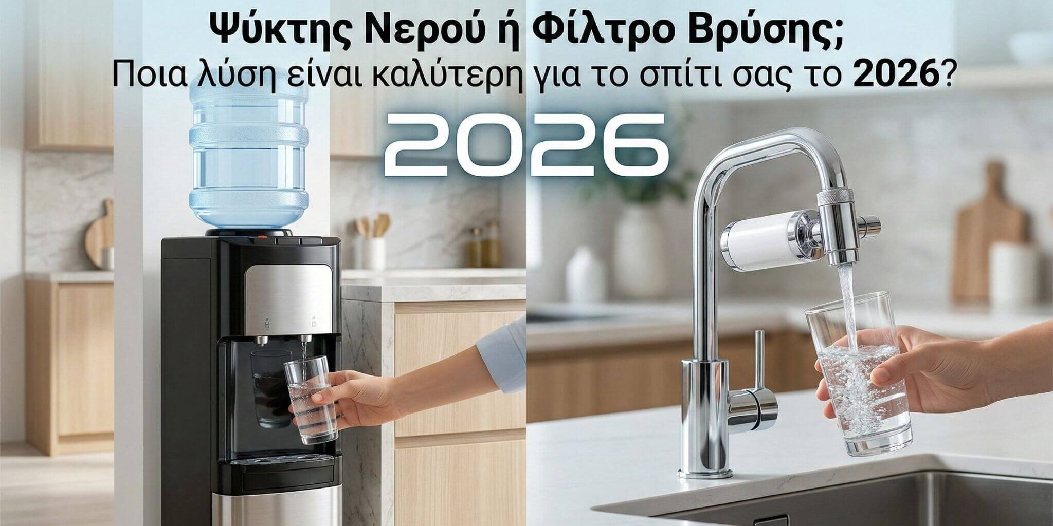 psiktis-i-filtro-nerou-vs-filtrou-vrisis-2026 Φίλτρο νερού βρύσης σε μοντέρνα κουζίνα σπιτιού