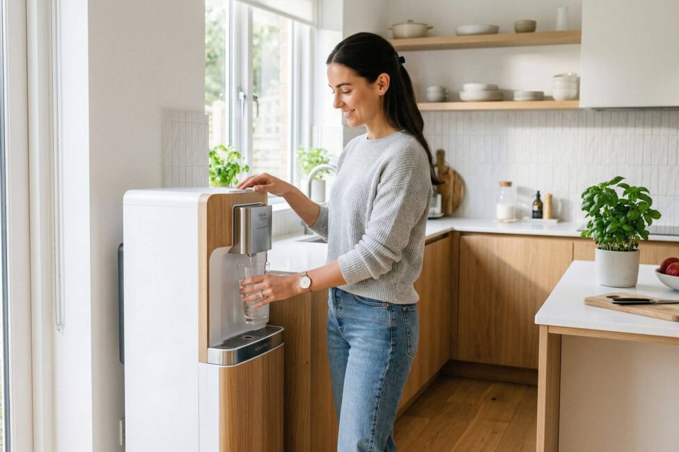 syntirisi-psikti-nerou-1 ψύκτης νερού σε μοντέρνα κουζίνα με καθαρό πόσιμο νερό