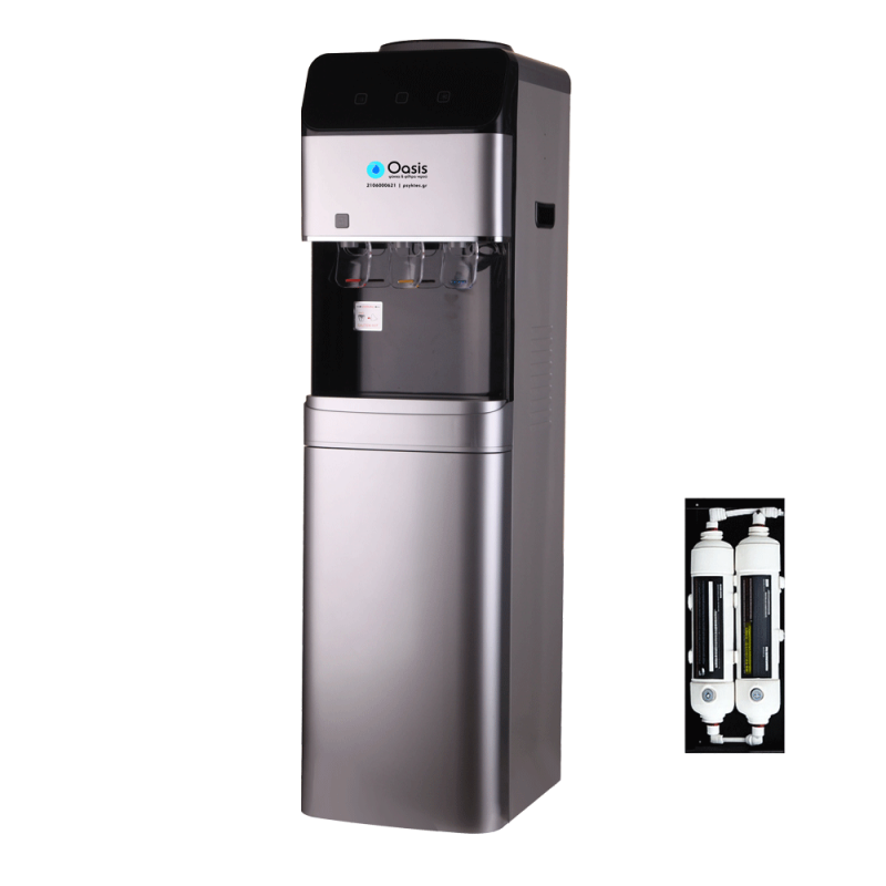 Επιδαπέδιος Ψύκτης Νερού Δικτύου με Φίλτρο & Δυνατό Συμπιεστή Silver Style | Oasis 49TL-D