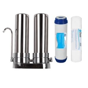 Stainless Steel Double Housing Countertop Water Filter | Oasis F2-INOX-SALT