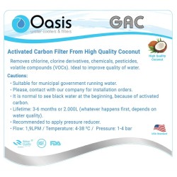 Φίλτρο Νερού για Ψυγείο - Ενεργού Άνθρακα από Κοκοφοίνικα | OASIS Inline GAC - F