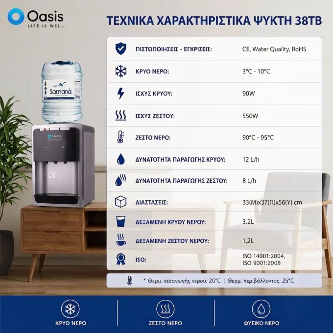 Countertop Water Cooler for Bottled Water | Oasis Desktop 38TB