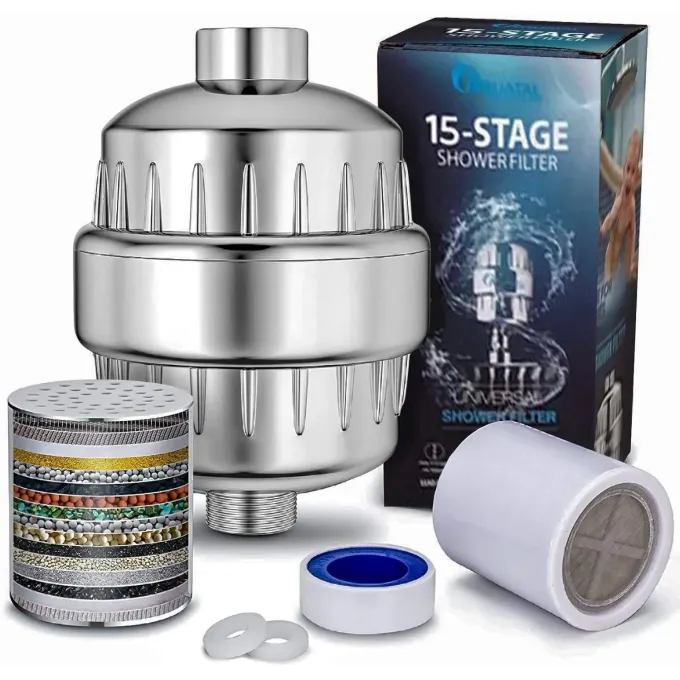 Chrome 15-stage Bathroom Water Filter with KDF & Free Spare Part | OASIS SFI-2