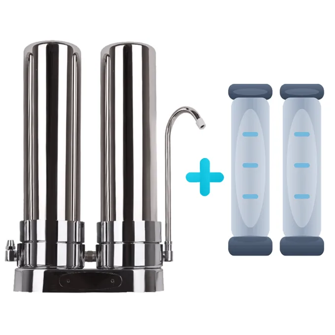 Stainless Steel Countertop Dual Water Filter with Multiple Filter Options | Oasis F2-UP-INOX