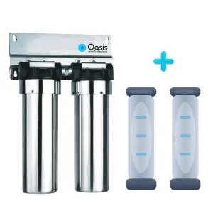 Διπλό Ανοξείδωτο Φίλτρο Νερού Κάτω Πάγκου – Σύνδεση στη Βρύση 1/2" | OASIS F2-DIRECT INOX