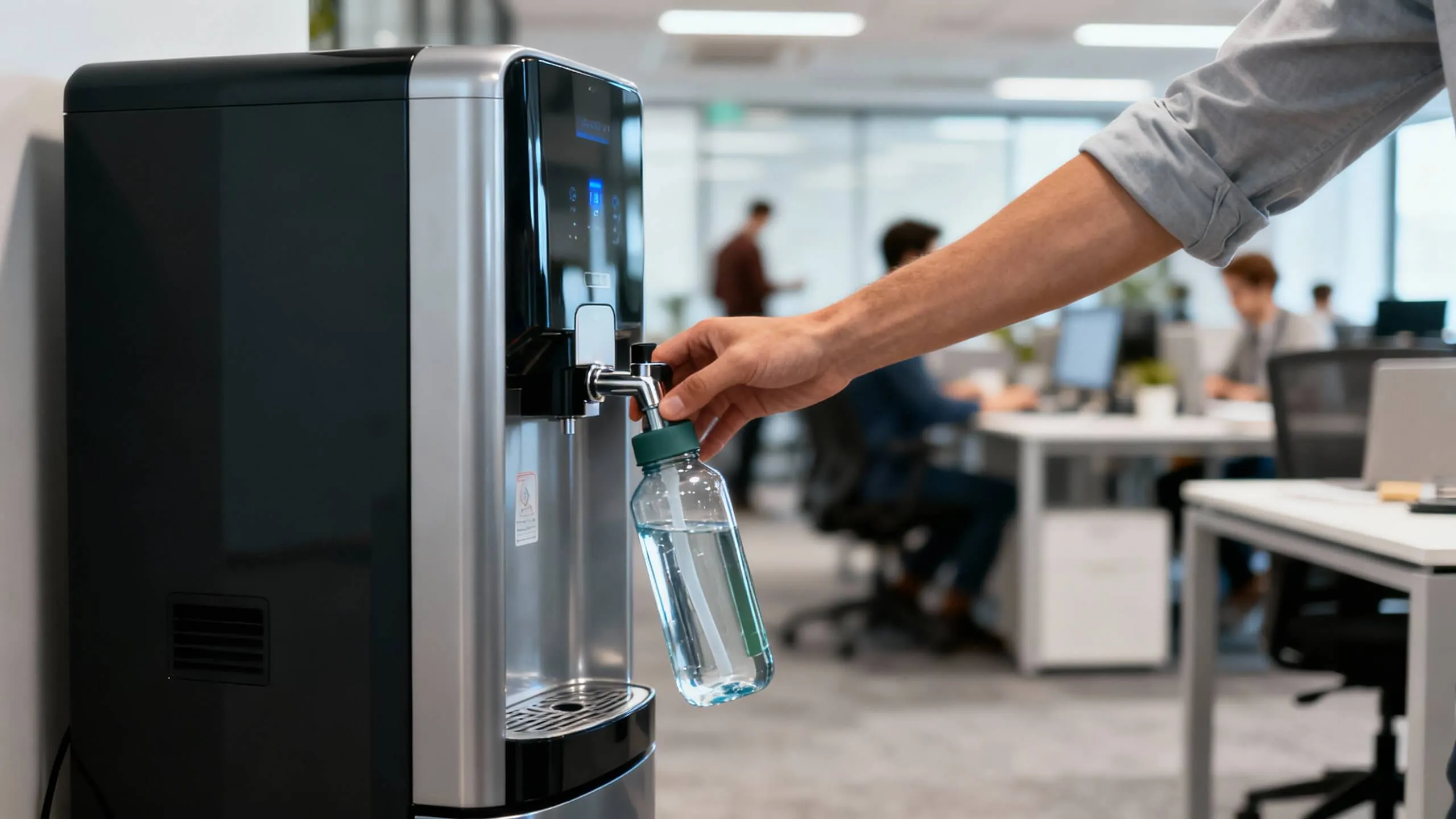 Οικολογικός ψύκτης νερού δικτύου με φίλτρο OASIS σε χώρο γραφείου